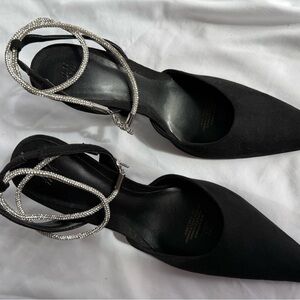 H&M Black Heels with Silver Rhinestone Straps